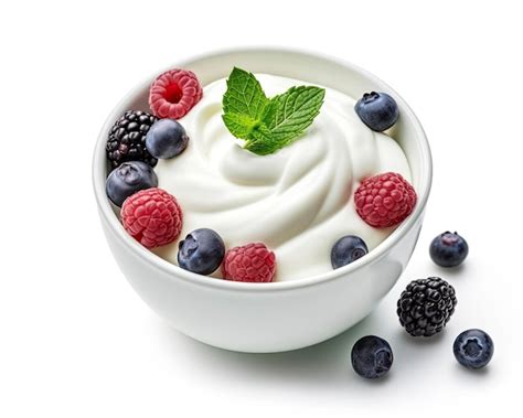 Premium Photo Green Bowl Of Greek Yogurt And Fresh Berries Isolated