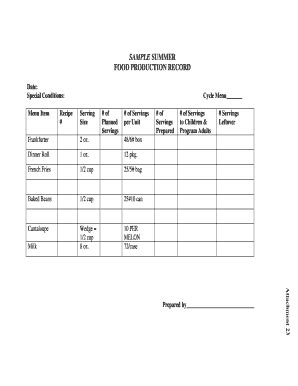 Production Record Sheet Fill Online Printable Fillable Blank