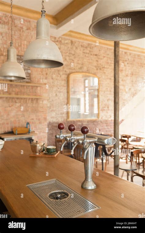 empty bar  bar taps stock photo alamy