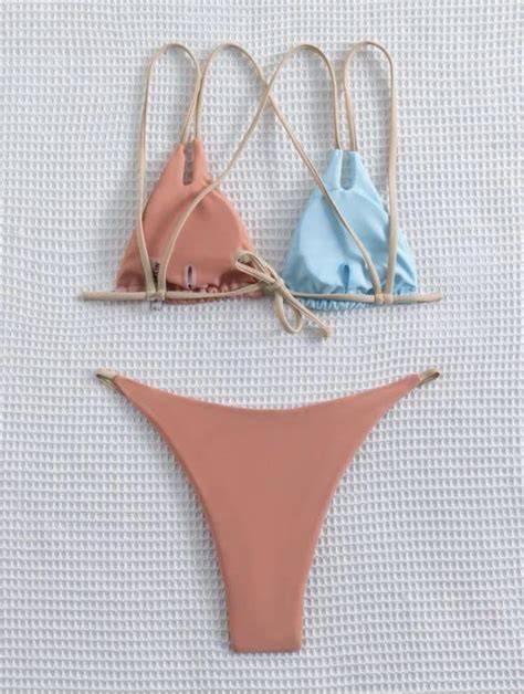 Color Block Triangle Bikini Women S Fashion Swimwear Bikinis Swimsuits On Carousell