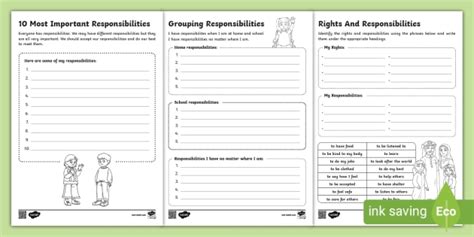 Rights And Responsibilities Worksheets Teacher Made Worksheets Library