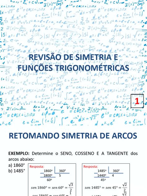 1 FunÇÕes TrigonomÉtricas Com Resolução Pdf Trigonometria