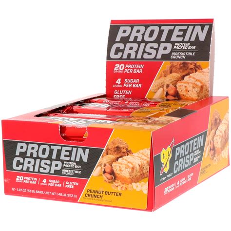 Bsn Protein Crisp Peanut Butter Crunch Flavor 12 Bars 1 97 Oz 56 G Each Iherb