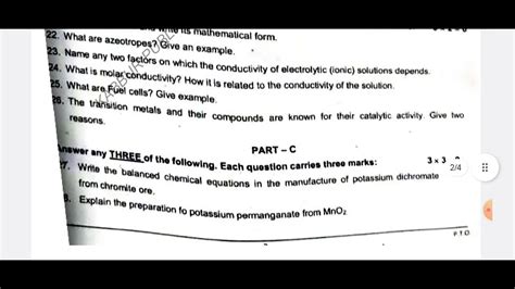 PUC II Year Chemistry Davanagere District Mid Term QP 2023 2nd PUC Mid