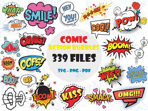 Comic Text Clipart Comic Bubble Svg Comic Svg Sprechblase Etsyde