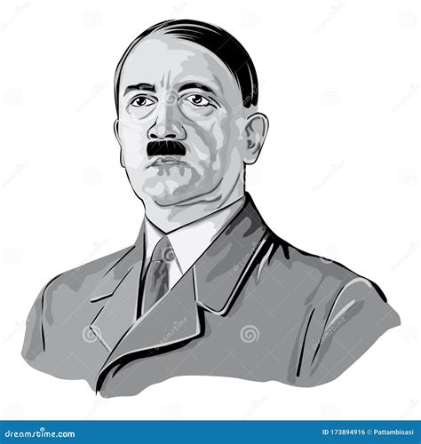 La Imagen En Blanco Y Negro 1945 Simplificada Del Vector De Adolf