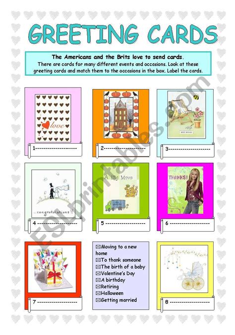 GREETING CARDS - ESL worksheet by lilimauve