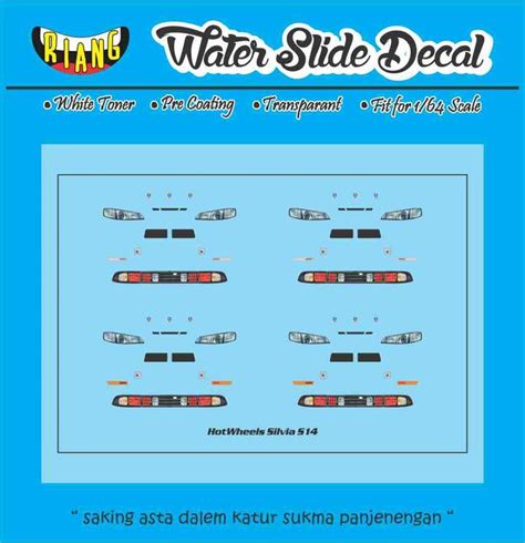 Jual Decal Waterslide Hot Wheels Lampu Silvia S Kota Denpasar