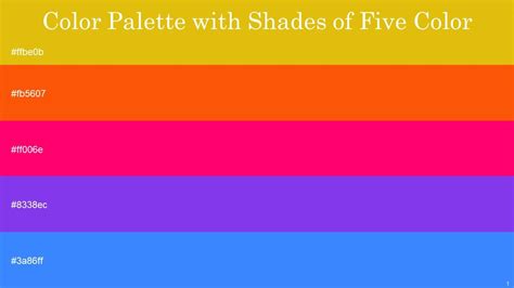 Color Palette With Five Shade Amber International Orange Rose Electric ...