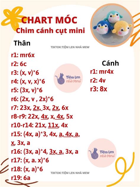 chart moc len chim canh cut mini handmadev