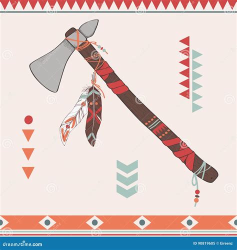 Vector Illustration of Native American Indian Tomahawk Stock Vector ...