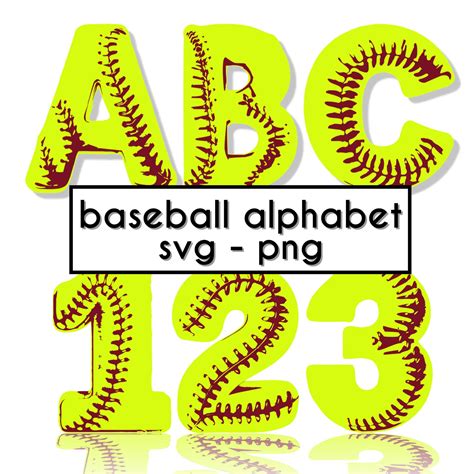 Softball Svg Letters Numbers 3d Svg Alphabet Softball Png Digital