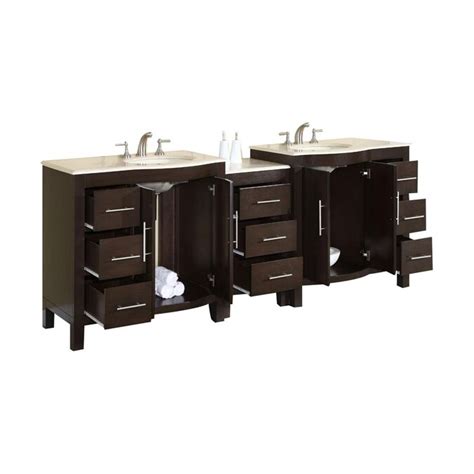 Silkroad Exclusive Kimberly Dark Walnut Double Sink Vanity With Cream