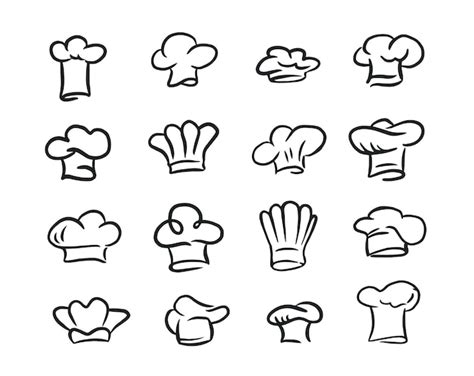 Premium Vector Set Of Vintage Chef And Cook Hats In Doodle Stile Hand