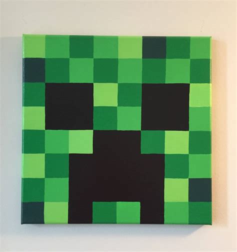 Hand Painted Pixel Art Creeper Inspired by Minecraft | Etsy