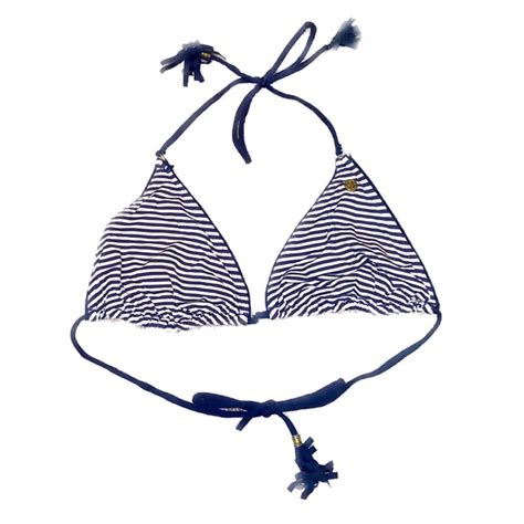 Bananamoon Swim Bananamoon Navy White Striped Triangle Bikini Top