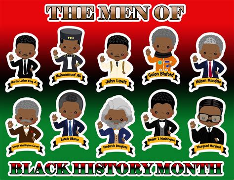 BLACK History Month Stickers Die Cut Set of 20 Women and Men 300dpi ...