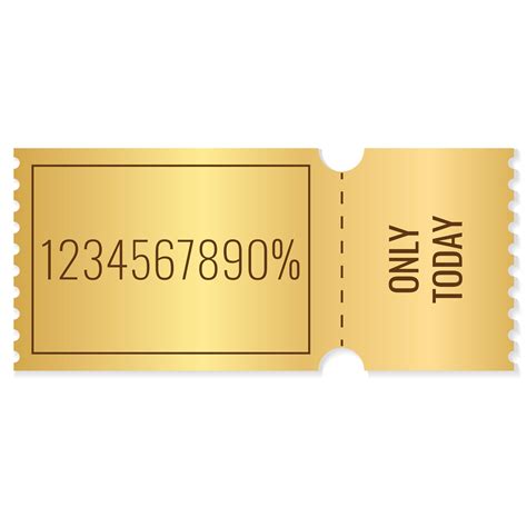 blank golden coupon or ticket. Golden sticker discount. Vector