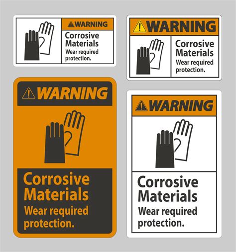 Warning Sign Corrosive Materials, Wear Required Protection 2959579 ...