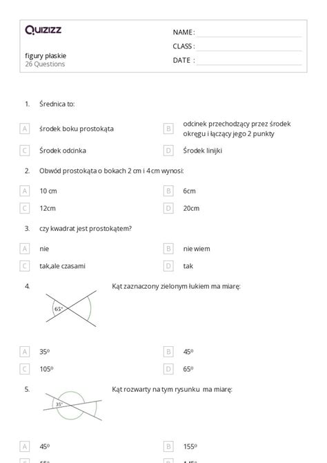 Ponad 50 Figury płaskie arkuszy roboczych dla Klasa 1 w Quizizz