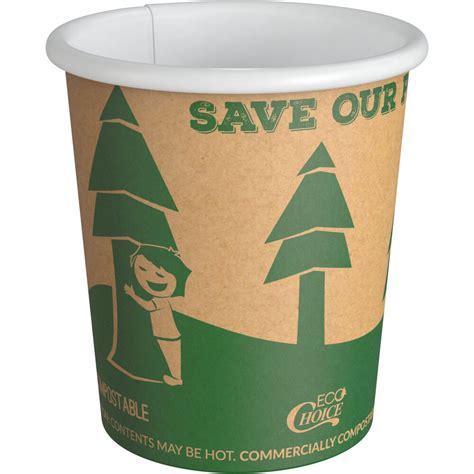 EcoChoice Oz Kraft Tree Print Compostable Paper Hot Cup Case