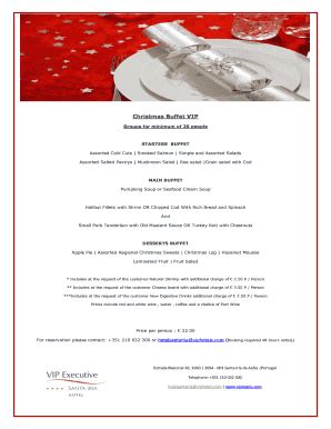 Fillable Online Christmas Buffet Vip Fax Email Print Pdffiller