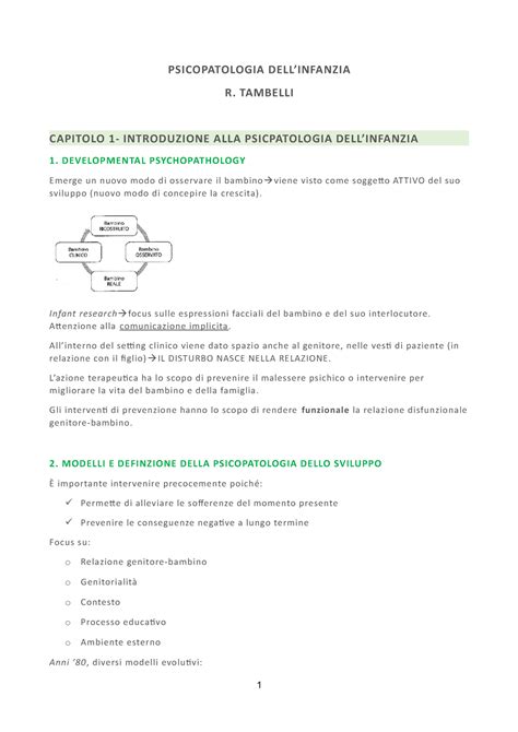 Riassunto Del Manuale Di Psicopatologia Dell Infanzia