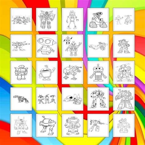 Printable Robots Coloring Pages for Kids and Adults 90 Pages Instant ...