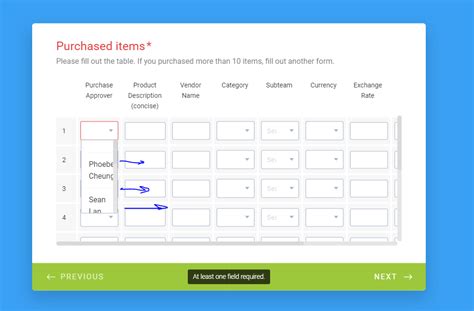 Table Formatting For Forms