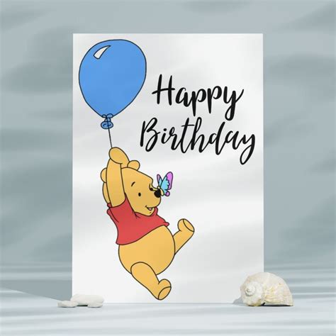 Winnie The Pooh Happy Birthday Card Printable Pooh Bear Birthday Card