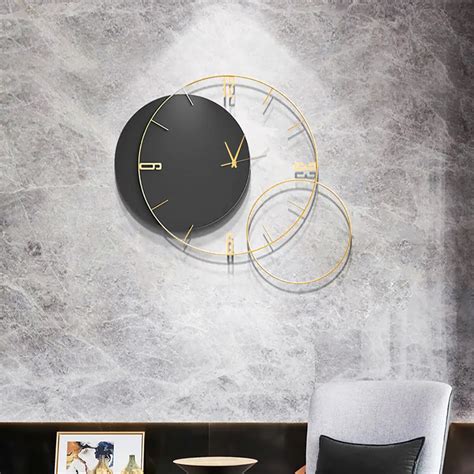 Modern Round Oversized Wall Clock Home Decor Art in Black - Clocks - Homary US