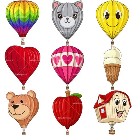 Cute Cat Face Hot Air Balloon Cartoon Clipart Vector Friendlystock