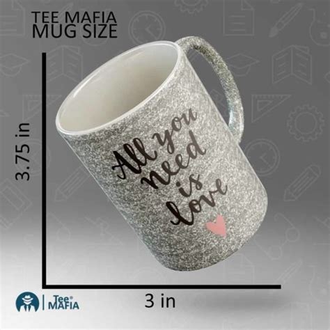 White Printed Sublimation Silver Mugs Capacity 350 Size Dimension