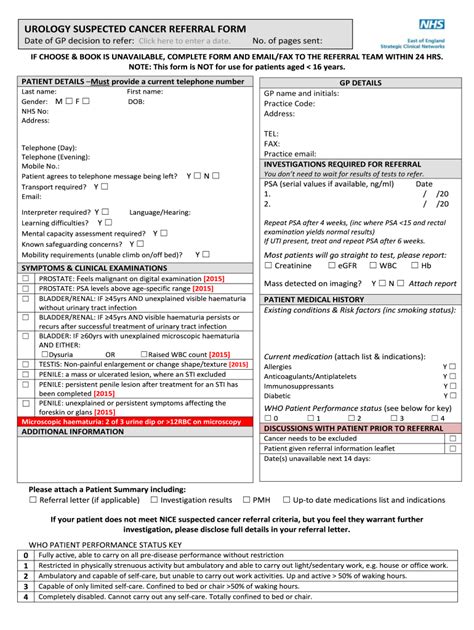 Fillable Online Urology Suspected Cancer Referral Form Fax Email Print