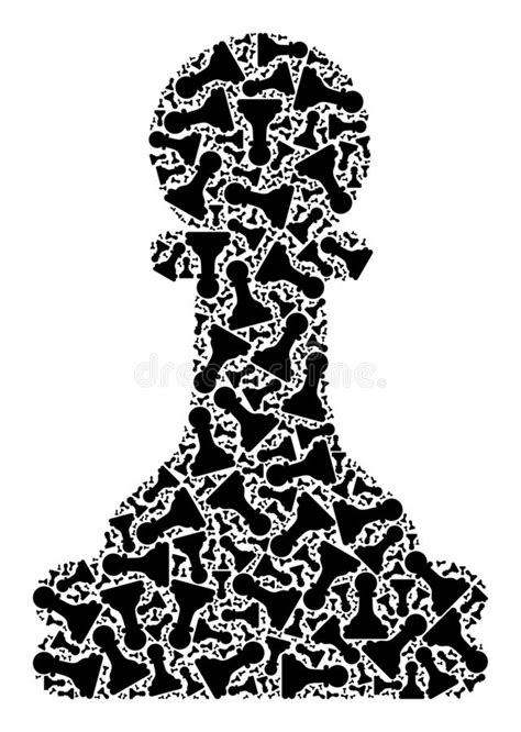 Chess Pawn Recursive Icon Collage Of Self Items Stock Vector