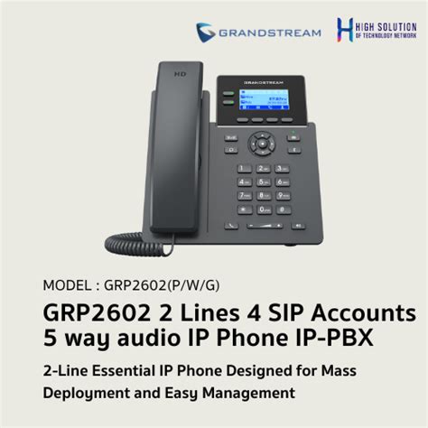 Grp2602pwg Grandstream 2 Lines 4 Sip Accounts 5 Way Audio Ip Phone