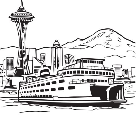 OnlineLabels Clip Art - Space Needle And Ferry