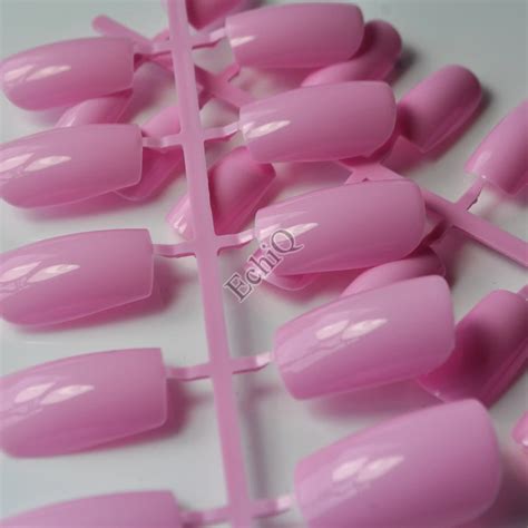 Pretty Pink Nail Art False Nails Pink Long Flat Top Fake Nail Tips