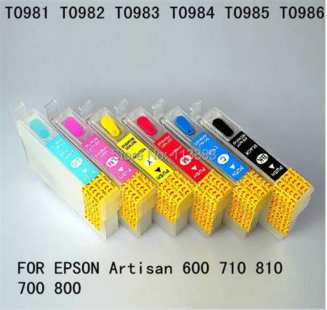 6 Color 98 T0981 T0986 Refillable Ink Cartridge Empty For Epson Artisan 600 710 810 700 800