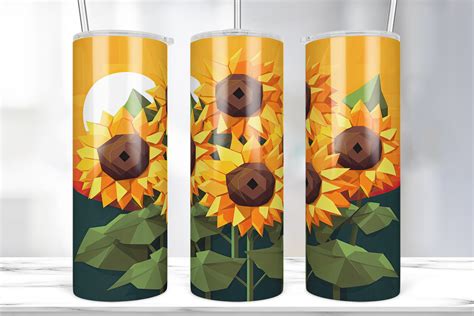 3d Sunflowers Tumbler Skinny 20 Oz Png Graphic By Marshall Designs · Creative Fabrica