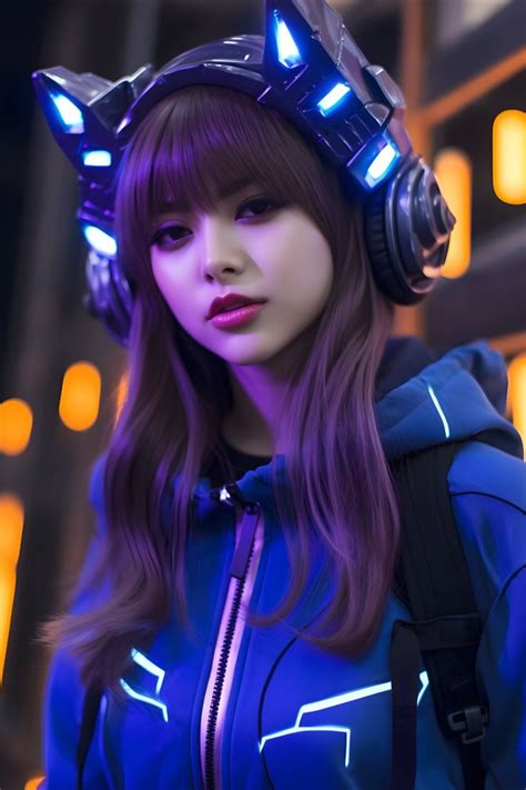 Asian Gamer Girl with Headphones