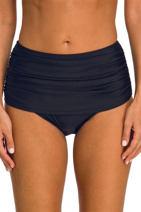 Women High Waisted Bikini Bottoms Retro Ruched Full Coverage Shirred