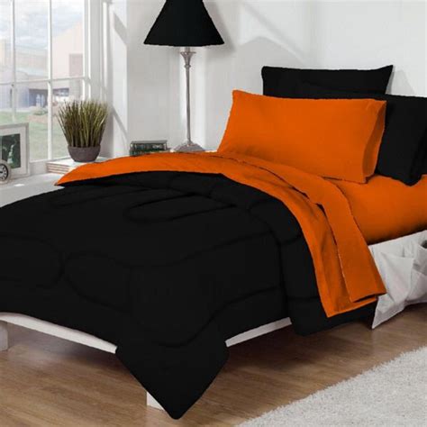 Orange And Black Bedding Set College Bedding Dorm Bedding Bed