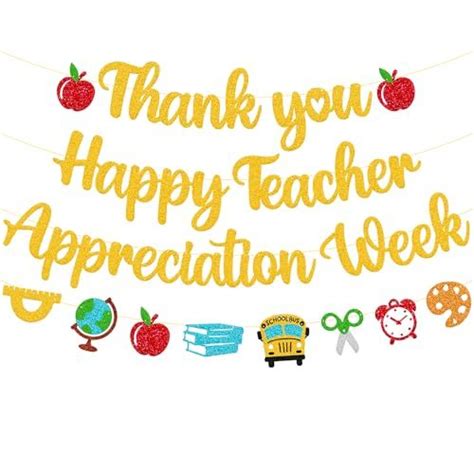 Thank You Happy Teacher Appreciation Week Banner Thank You Teacher We Love Our Teacher Party