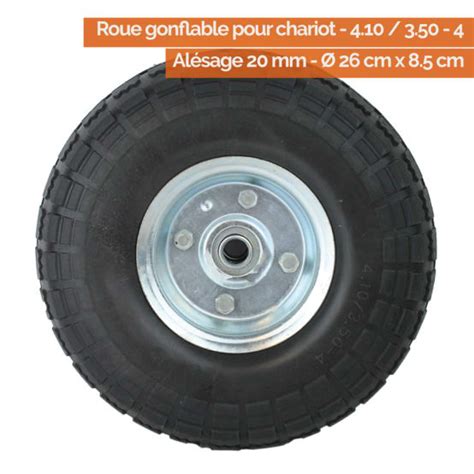 Lot de 2 roues gonflables pour chariot 4 10 3 50 4 Alésage 20 mm