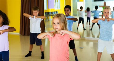 Gymnastics Lesson in Elementary School Stock Image - Image of training ...