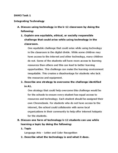 Task 1 DHM3 Task 1 Integrating Technology A Discuss Using Technology