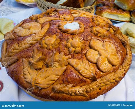 Russian Or Ukrainian Festive Bread With Salt Stock Image Image Of