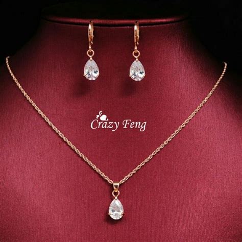 18kt Rose Gold Plated Necklace Set Fashion Jewelry Sets Wedding