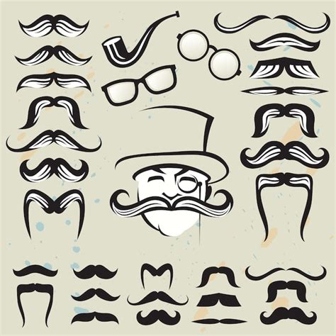 Premium Vector Retro Collection Of Mustaches And Accessories